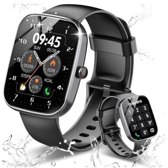 Smartwatch with Square Face - Black Fitness Tracker, make calls, etc. etc. - Picture 1 of 12